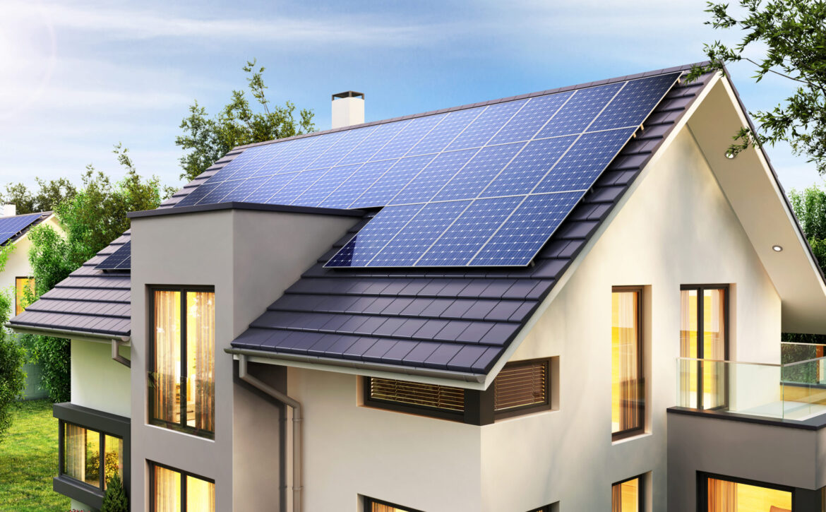 Solar,Panels,On,The,Roof,Of,The,Modern,House.,3d